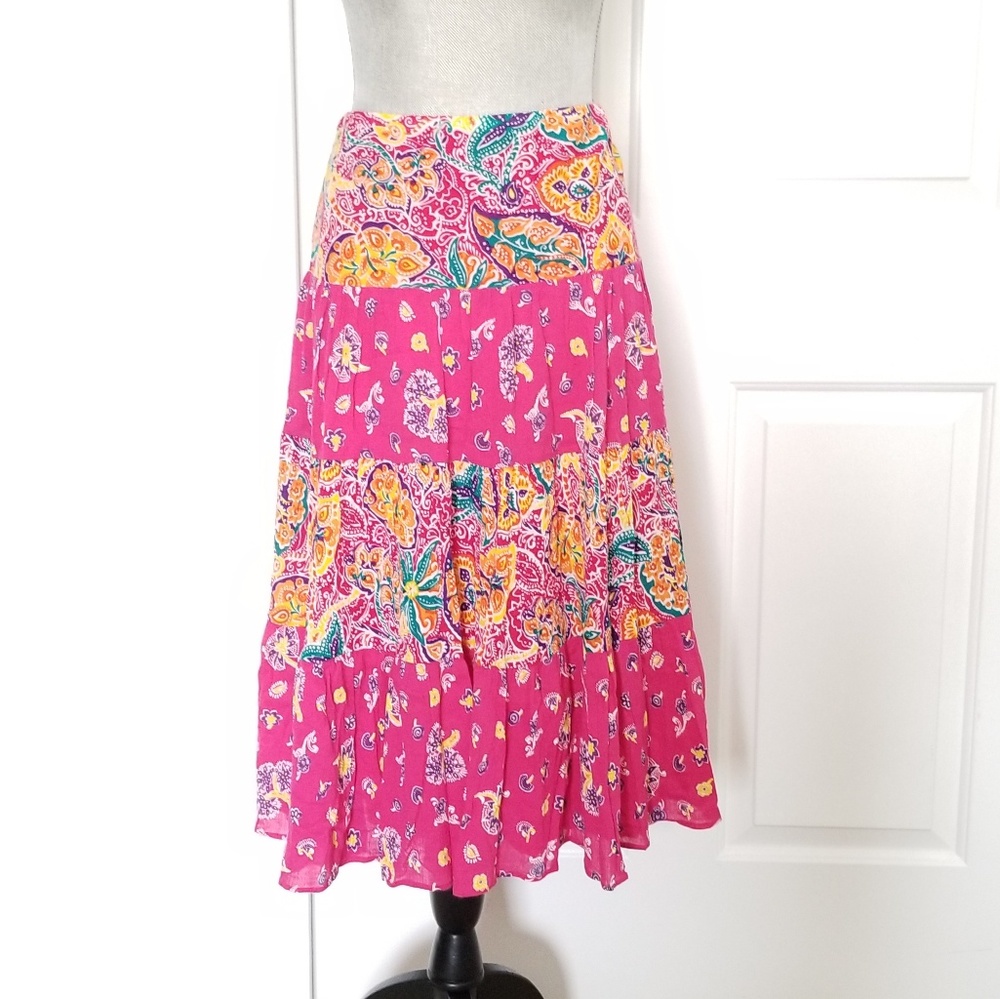 Tiered Chaps Skirt. Summer floral print.